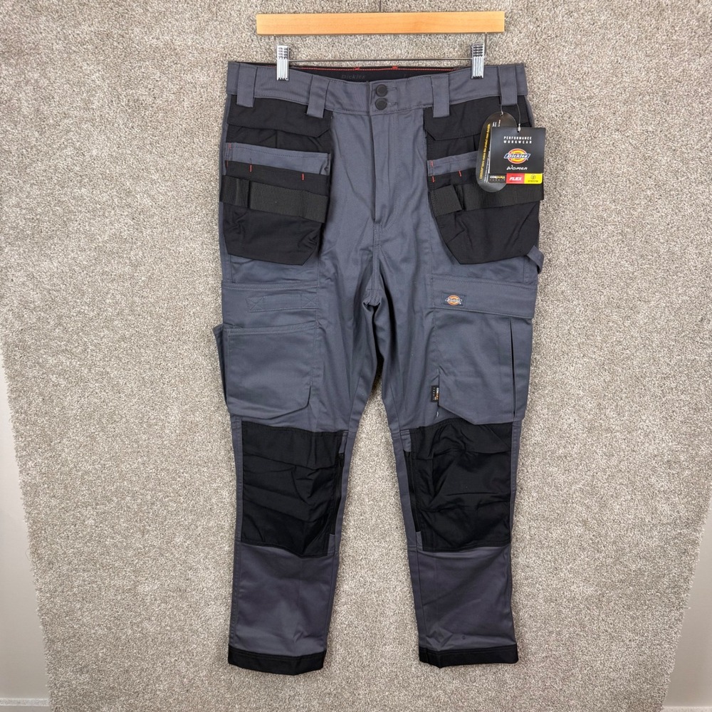 Dickies Womens Flex Performance Work Pants Gray Cargo Pockets Size 10/30 NEW
